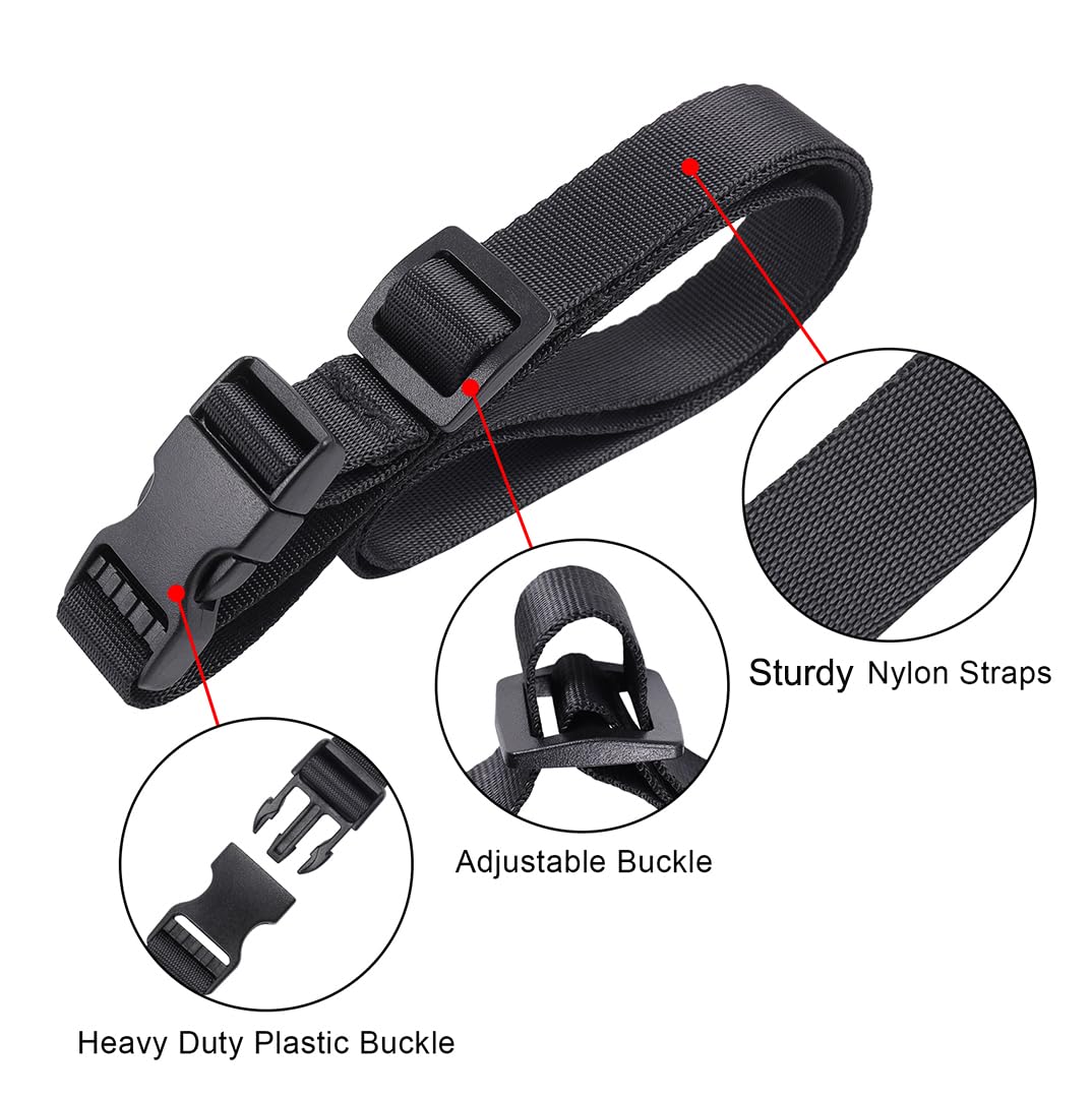 Vigorport Utility Straps Quick Release Nylon Backpack Accessory Bag Strap,Adjustable for Hiking,Travel,Outdoor Sports-4 Pack (Black, 0.75" W-40 L)"