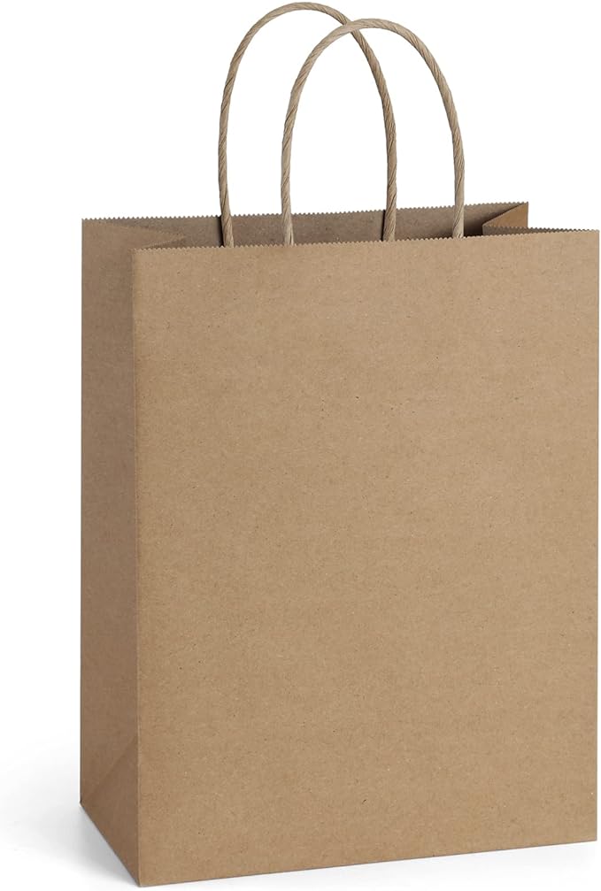 BagDream 25Pcs Brown Gift Bags 8x4.25x10.5 Kraft Paper for Gifts, Shopping Retail Merchandise Grocery Sacks, Brown Paper Bags with Handles Bulk Medium