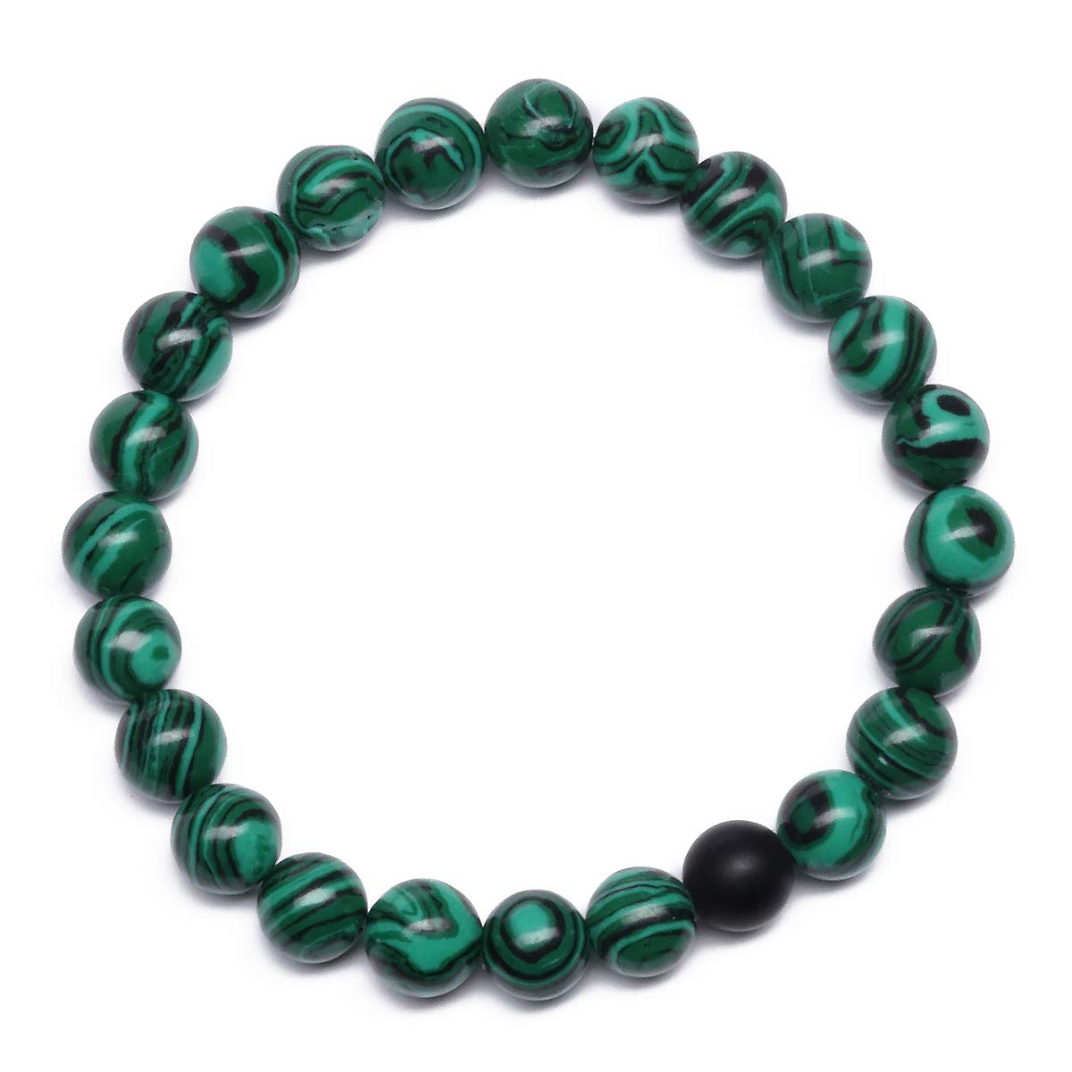 MengPa Mens Beaded Bracelets Couples Matching Bracelet Set Matte Beads for Women Stone Jewelry (Malachite) US3691