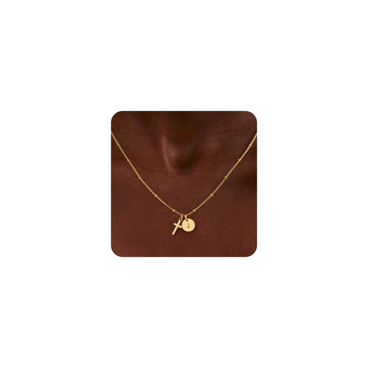 Turandoss Tuross Mothers Day Gifts for Mom Daughter, Dainty Letter J 14K Gold Plated Cross Necklace Birthday Personalized Mothers Day Gifts for 5 6 7 8 9 10 Teen Girls Jewelry