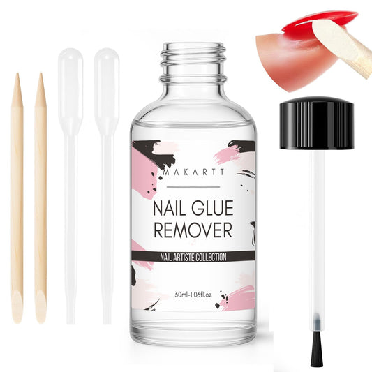 Makartt Nail Glue Remover for Press on Nails - 30ML Hema-free, Glueoff Easy Removal Versatile Debonder for Glue on Tips, Regular Polish, Quick Glues and Semi-Cured Sticker DIY Manicure Supply