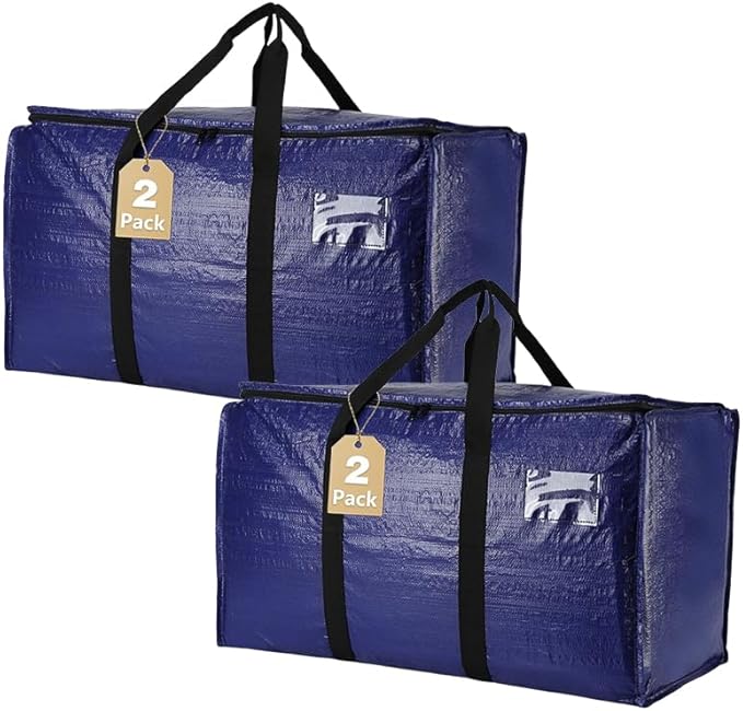 Cryster 2-pack Clear Moving Bags Ã¢ÂÂ Heavy Duty Storage Totes with Reinforced Handles & Double Zippers, Extra Large for Packing, Organizing, and Moving Ã¯Â¼ÂCarry in 2 ways
