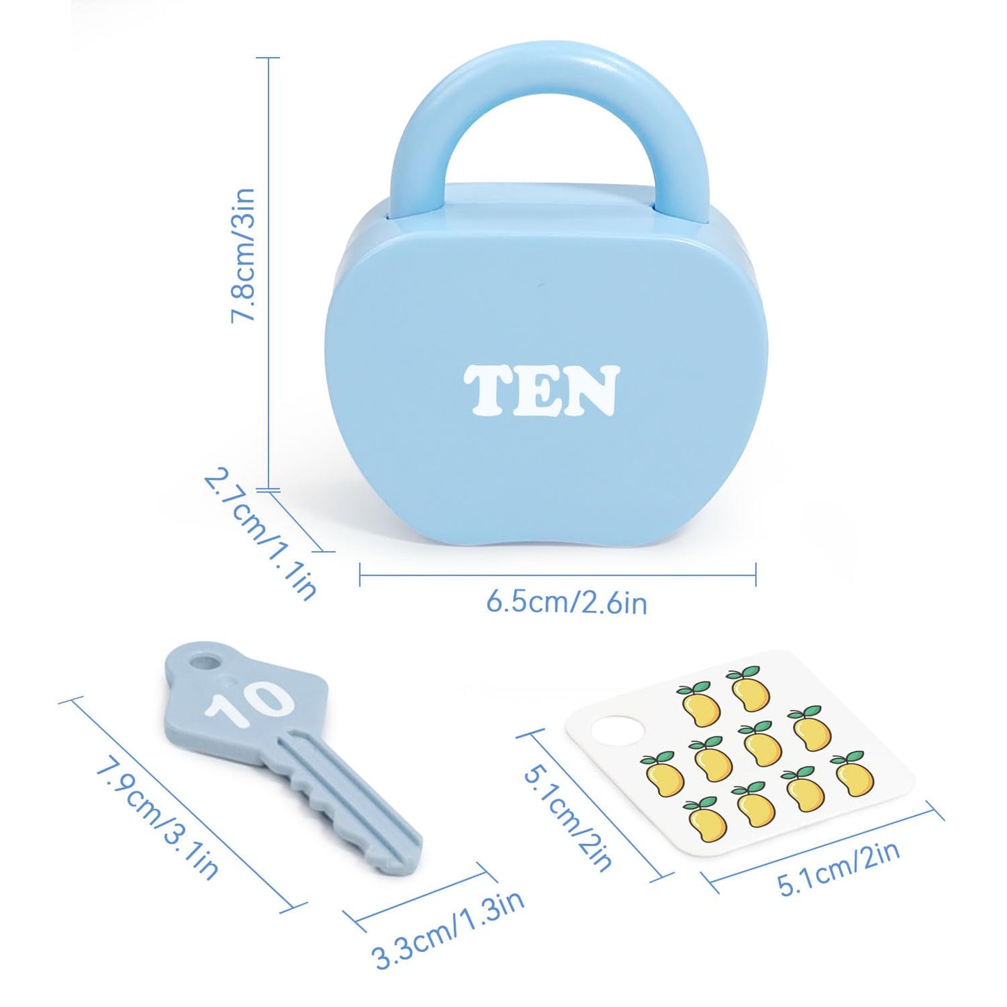 Meemazi 10 Sets Lock and Key Sensory Toy, Number Counting & Matching Math Games, Preschool Learning Activities, Educational Montessori Toddlers Toys for 3 Year Old