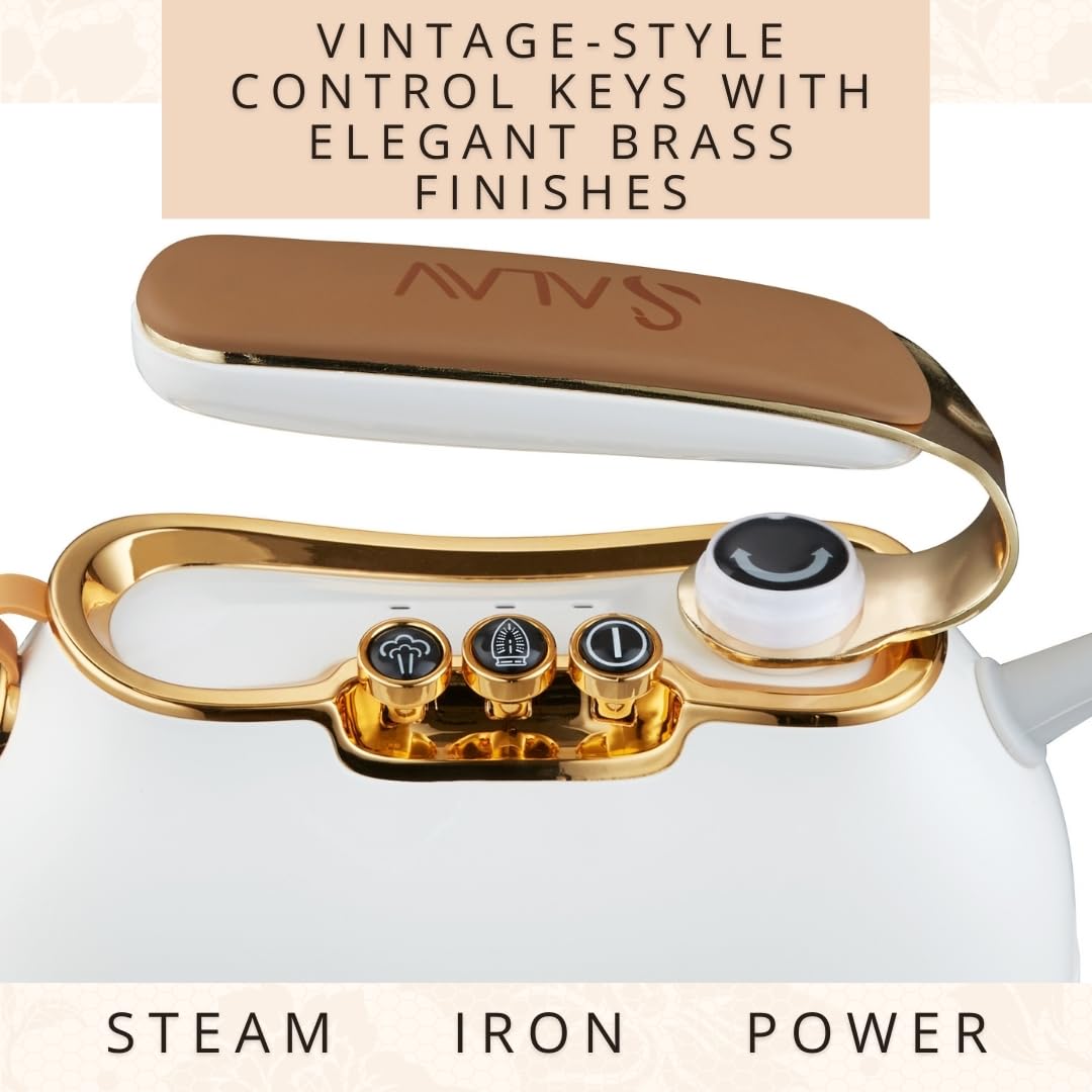 SALAV Retro Edition Duopress Steamer and Iron and Fabric Shaver and Lint Roller Bundle, Pearl