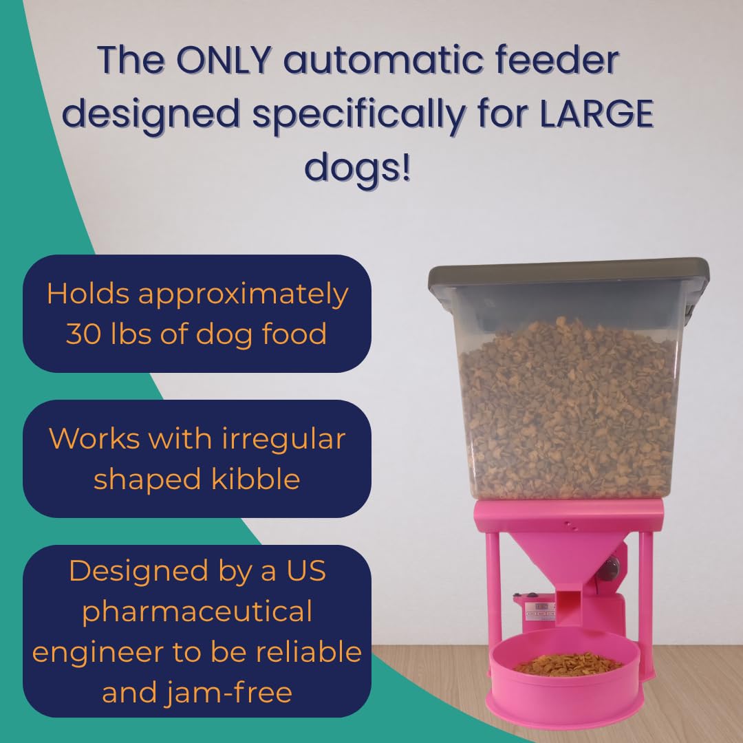 PAWFECTSMART Precision XL Automatic Large Dog Feeder, 30 lb Storage Capacity, Program up to 4 timed Meals/Day with Smartphone, JAM-Free (Royal Blue)