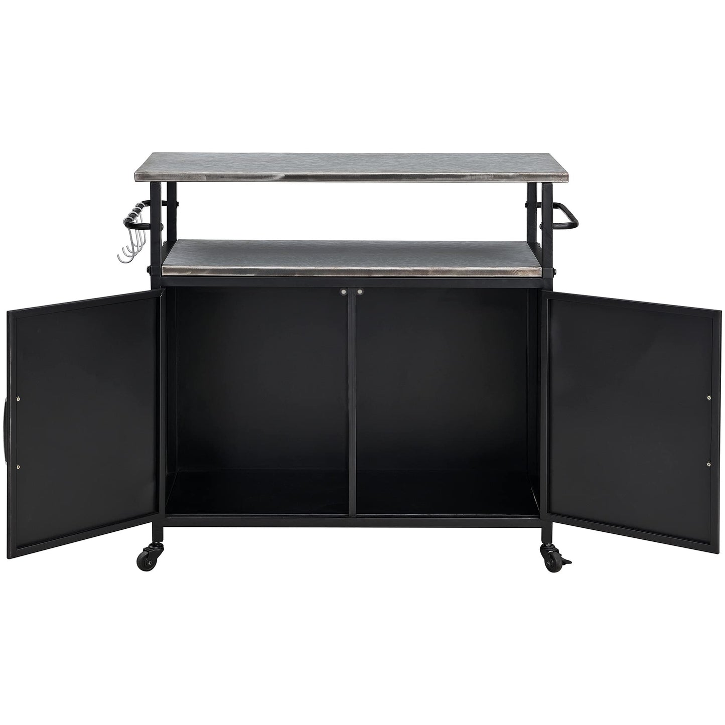 FirsTime & Co. New & Improved Black Davidson Outdoor Grilling Kitchen Cart Island, Portable Patio Table, Metal Food Prep Worktable, 31.5 in. x 35.25 in.