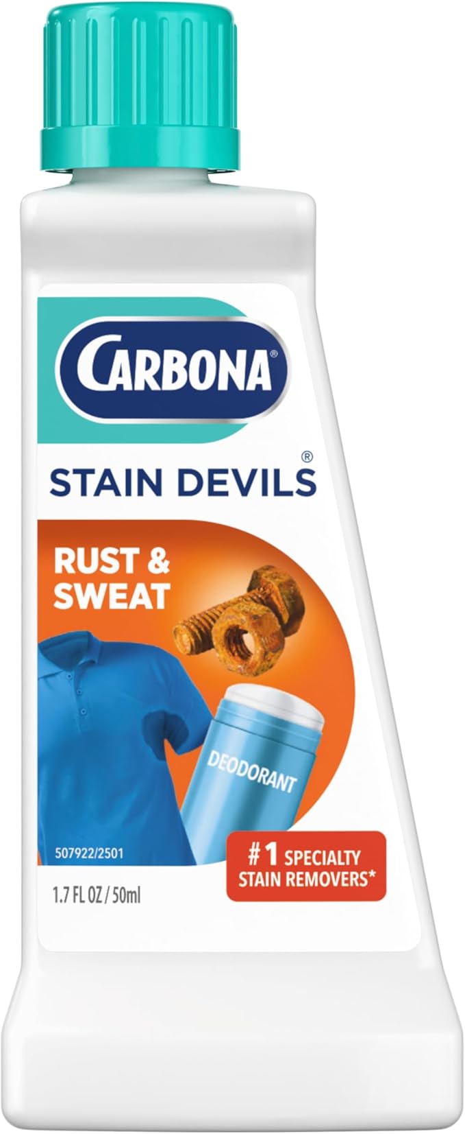 Carbona Stain DevilsÂ® #9 | Rust & Perspiration | Professional Strength Laundry Stain Remover | Multi-Fabric Cleaner | Safe On Skin & Washable Fabrics | 1.7 Fl Oz, 1 Pack