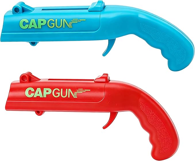 Bottle Opener with Cap Launcher â Funny Shooting Gun for Parties, BBQ, Tailgates â Unique Beer Cap Shooter Gadget for Men â Cool Gifts for Dad, Husband, Him on Birthday, Father's Day(Red+Blue)
