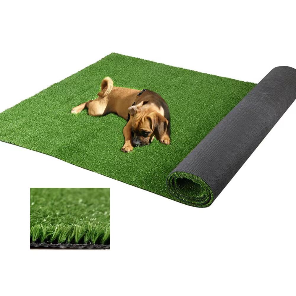 SUWUYUE Fake Grass Artificial Turf, 6FT x 15FT 0.4 inch Pile Height Synthetic Garden Grass Lawn Rug Soft Astroturf Mat for Pets, Drainage Holes Faux Grass Carpet for Party Wedding