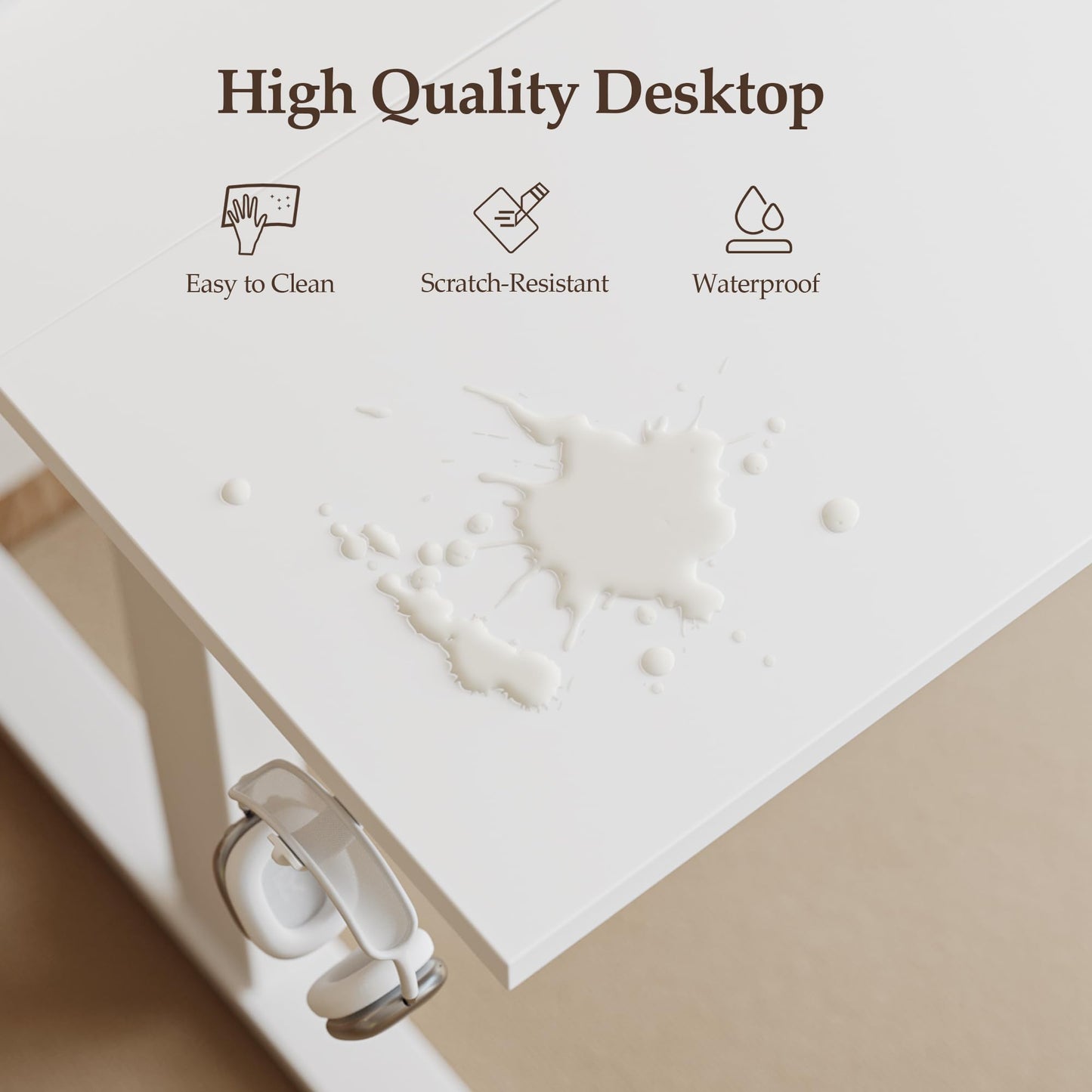 Klicelor 60 Inch Large Electric Standing Desk, Height Adjustable Office Desk, Sit Stand Up Computer Gaming Desk with Memory Preset, Two-Piece Desktop, White