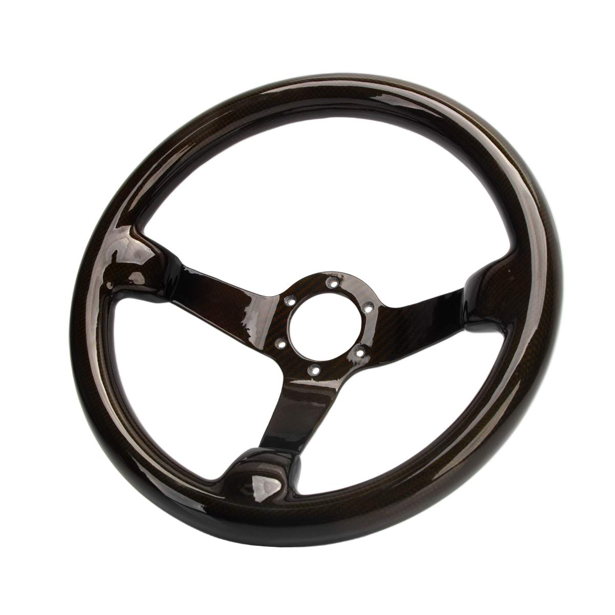 HIWOWSPORT Carbon Fiber Racing Quick Release Steering Wheel 14'' inch 350mm Diameter 6 Bolts