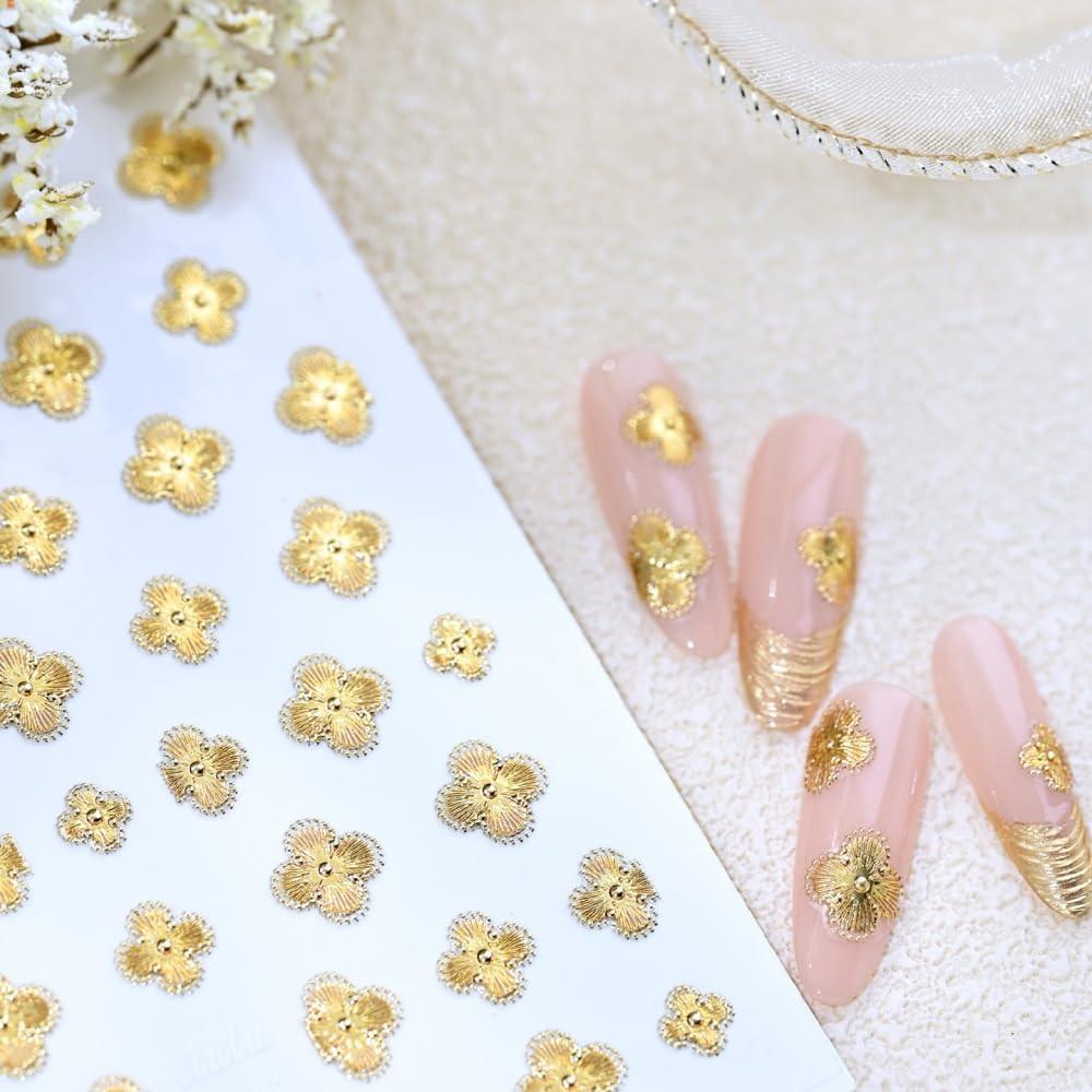 Leaf Nail Stickers 5D Embossed Gold Shamrock Nail Art Stickers 3D Self-Adhesive Clover Nails Supplies Flower Nail Designs Cute Floral St Patricks Nail Decals Stickers for Women DIY Manicure 1 Sheet