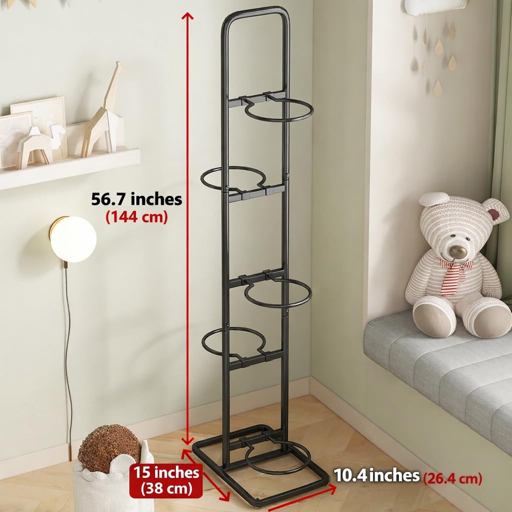 MLUPODY Vertical Ball Rack -basketball rack- Durable Carbon Steel Storage for Basketball, Soccer, Volleyball, and More - Easy to Assemble, Waterproof, Sturdy - 56.7" H"