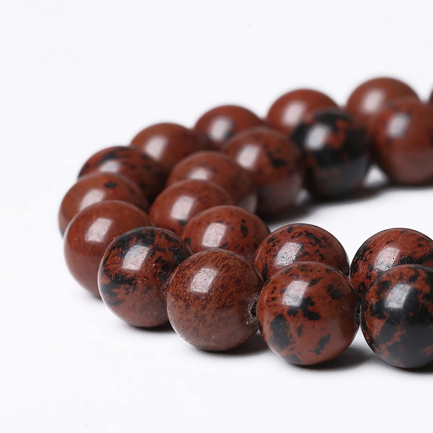 36PCS 10mm Natural Stone Mahogany Obsidian Beads for Jewelry Making Round Loose Spacer Beads DIY Bracelet Necklace (10mm, Mahogany Obsidian Beads)