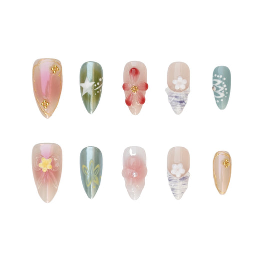 BENGONG'S NAILS Press on False Nails - Size M, Handcrafted fake nails, Handcrafted Medium-Length Almond Shape, Reusable Fake Finger Nails, Multiple Styles Available