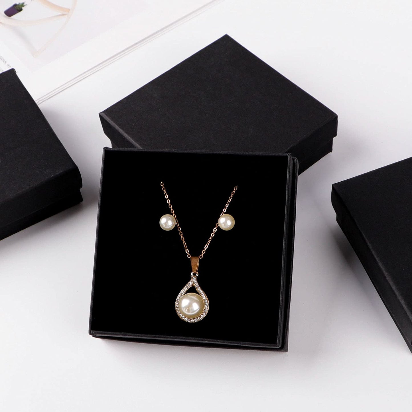 Sdootjewelry Black Jewelry Boxes Bulk 12 Packs, Jewelry Gift Box with Foam, Small Jewelry Boxes for Gifts, 3.5'' × 3.5'' × 1.2''