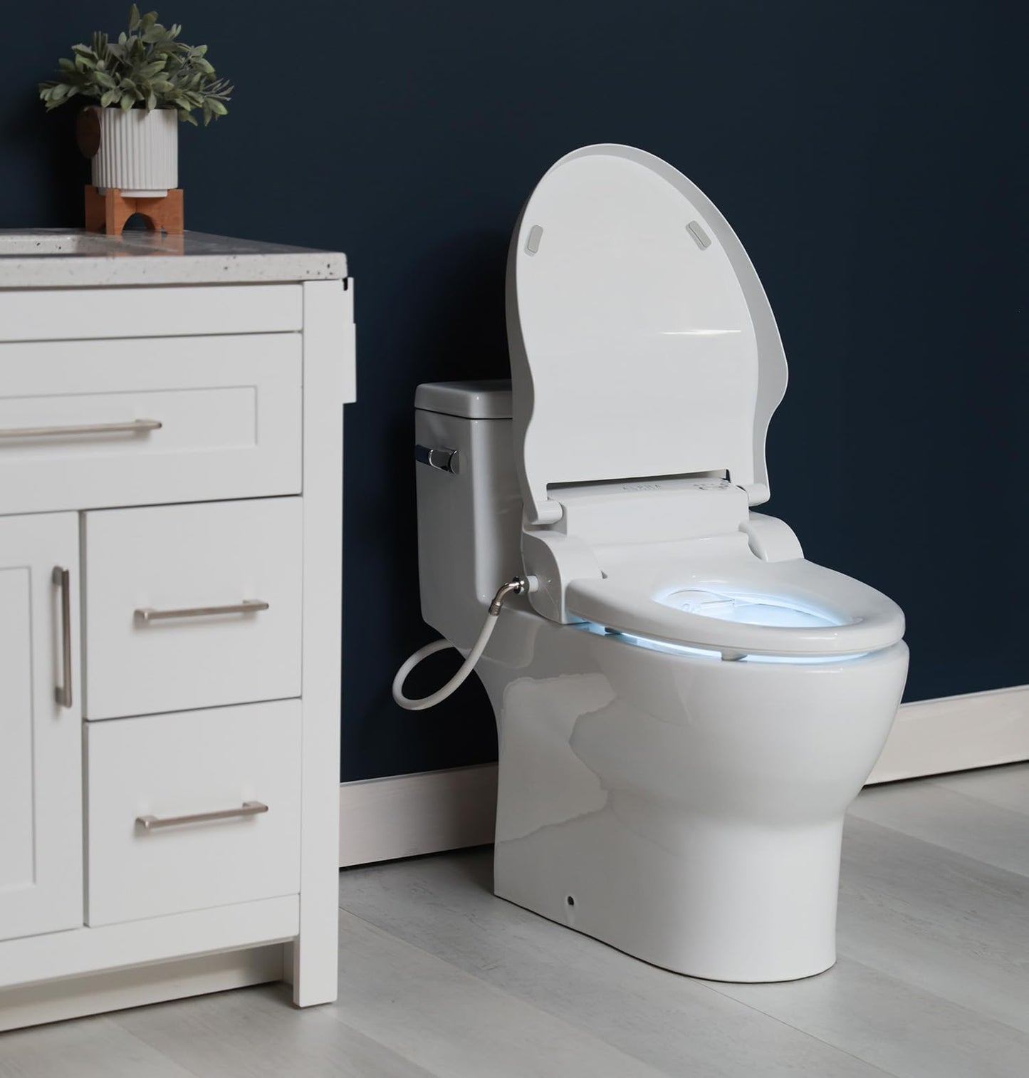 ALPHA BIDET JX2 Elongated Bidet Toilet Seat, White, Endless Warm Water, *NEW* Bowl Mist, LED Light, Quiet Operation, Wireless Remote, Stainless Steel Nozzle, Sittable Lid, 3 Year Warranty