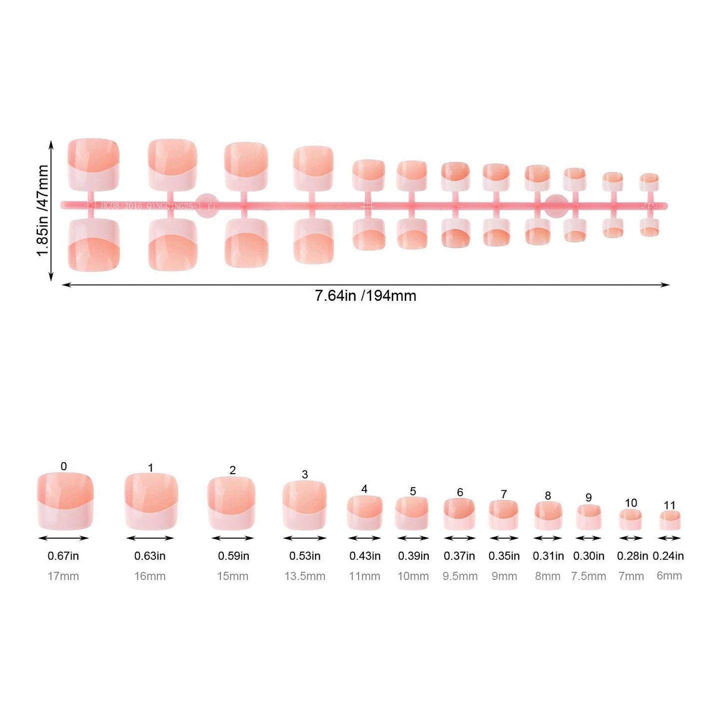 MWOOT 240Pcs Natural French Fake Nails Tips Set, Nail Art Decoration Full Cover Pink White False Nail Tips for DIY Salon Manicure Sticker Tools - S
