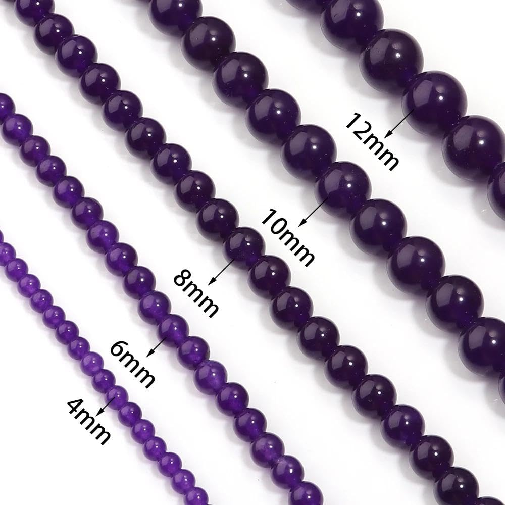Zenkeeper 108Pcs Purple Natural Stones Chalcedony Beads Spacer Loose Beads Bulk with Holes Handcrafted for DIY Bracelets Jewelry Making Crafts Supplies