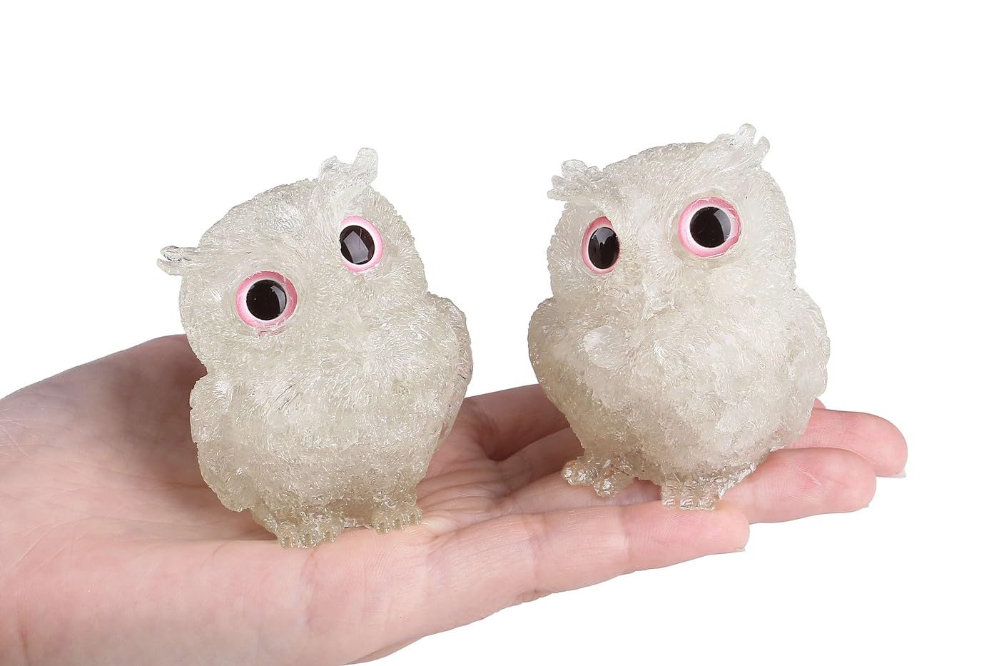 LAIDANLA Clear Quartz 2.4" Owl Statue Natural Healing Crystal Cute Owl Animal Figurine Pocket Sculpture Reiki Spiritual Energy Gemstone Home Office Room Desk Decor Gifts for Women Men