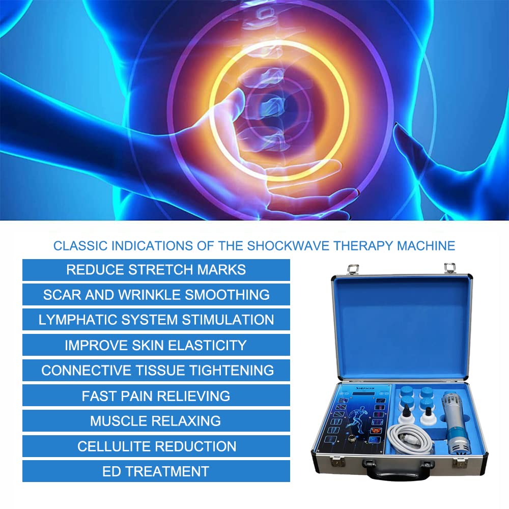 Shockwave Therapy Machine, Electromagnetic Extracorporeal Shock Wave Therapy Machine Touch Screen Pain Relief Body Massager Muscle Relax with 7 Massage Heads