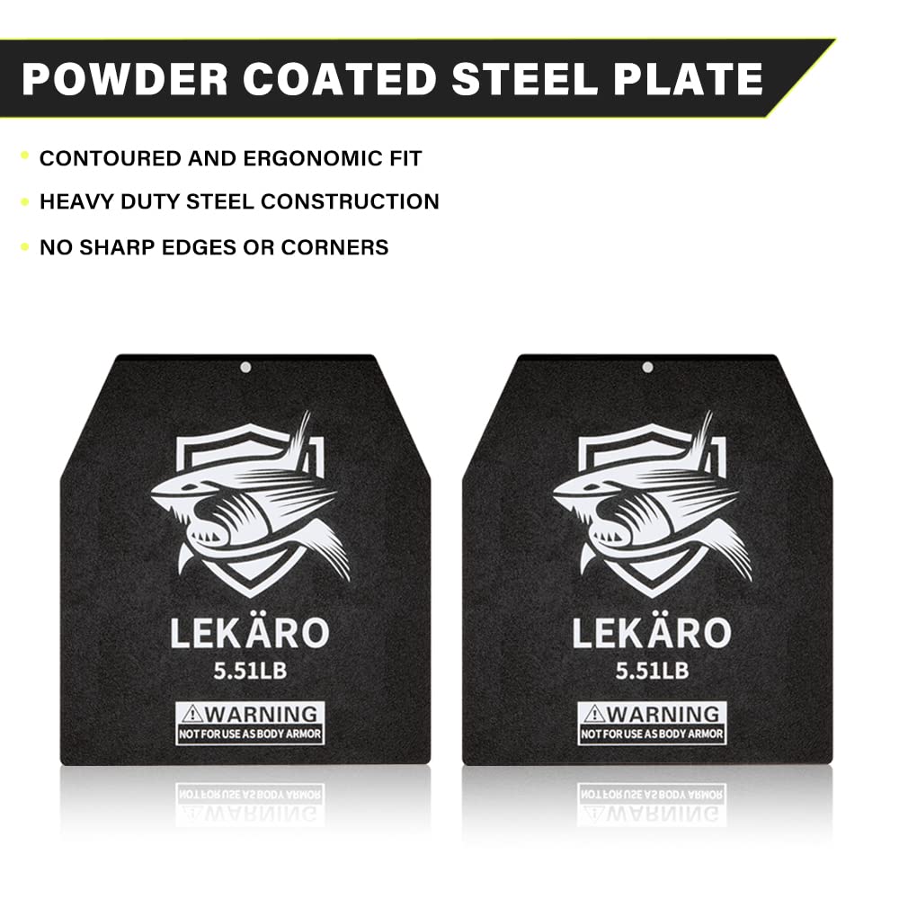 Weighted Vest Plates 9.8"x11"" Steel Weight Plates for Vests – 5.51/8.81/15.43/20.94 LB Pairs – Rust-Proof Powder Coated Workout Inserts for CrossFit Murph Rucking Running Strength Training"