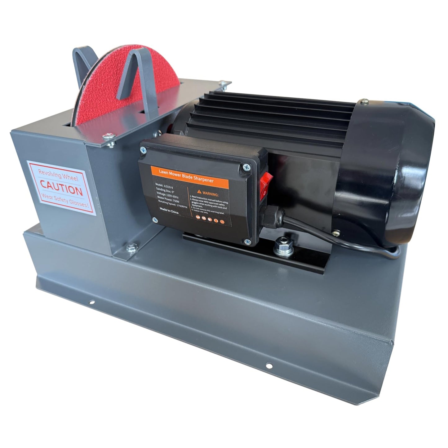 Goldsand Lawn Mower Blade Sharpener, 1HP 750W Lawnmower Blade Grinder Professiona with 9-inch Red Ceramic Grinding Wheel, for High/Low Lift Blades, Gator Blades, Flat Blades