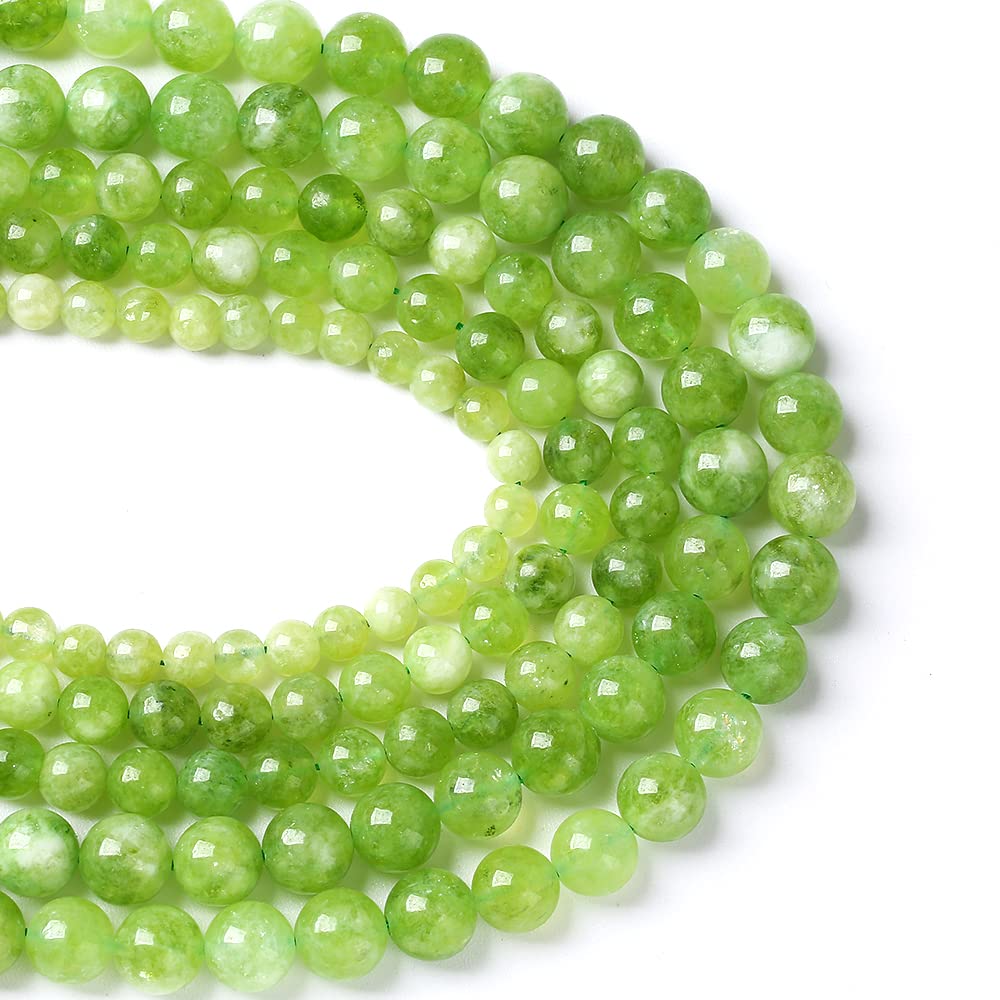 36pcs 10mm Natural Peridot Green Lace Jades Beads Round Loose Spacer Beads for Jewelry Making DIY Bracelets Crystal Energy Healing Power Stone 15 Inch(10mm, Green Peridot Jade)