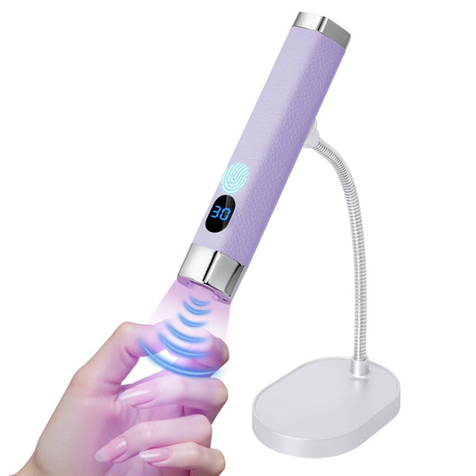 Lynsalene Handheld Mini Nail Lamp,Portable Flash Cure Light with Upgraded Magnetic Stand & Smart Sensor - Rechargeable Nail UV Light Fast Curing Gel Nails at Salon,Home & Travel (Purple)