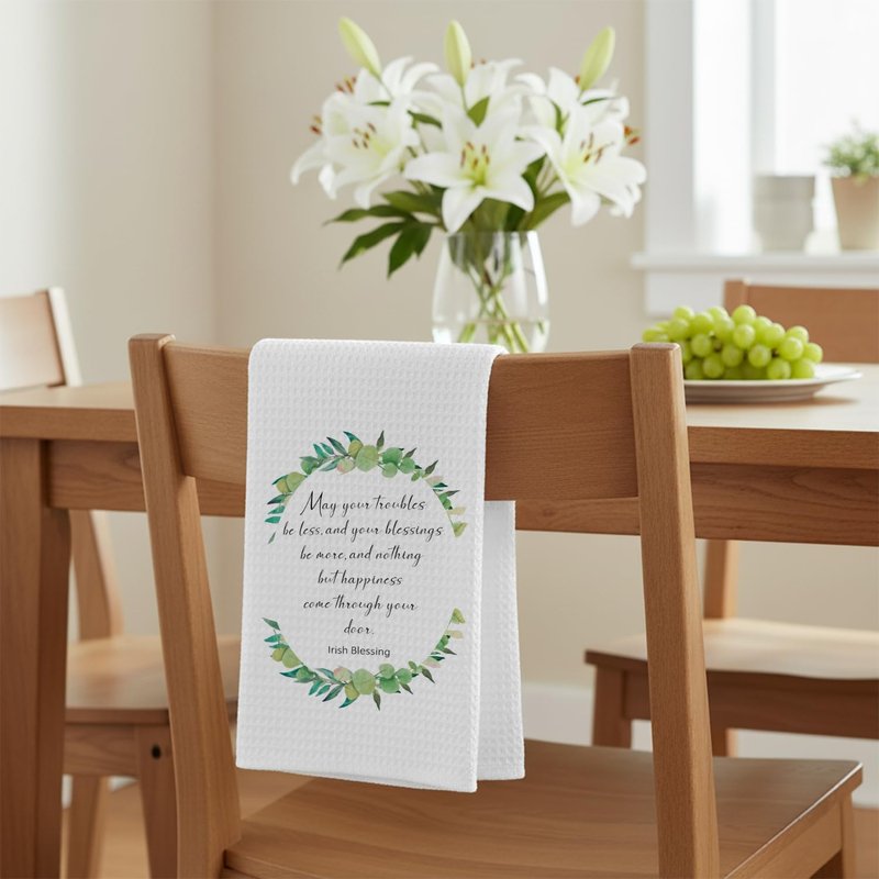 MNKVITMEAK Wreath Irish Blessing Kitchen Towels, Irish Blessing Gifts Dish Tea Towels, May Your Troubles Be Less Decorative Hand Towel for Kitchen Bathroom, 16x24 Inch IrishBlessing