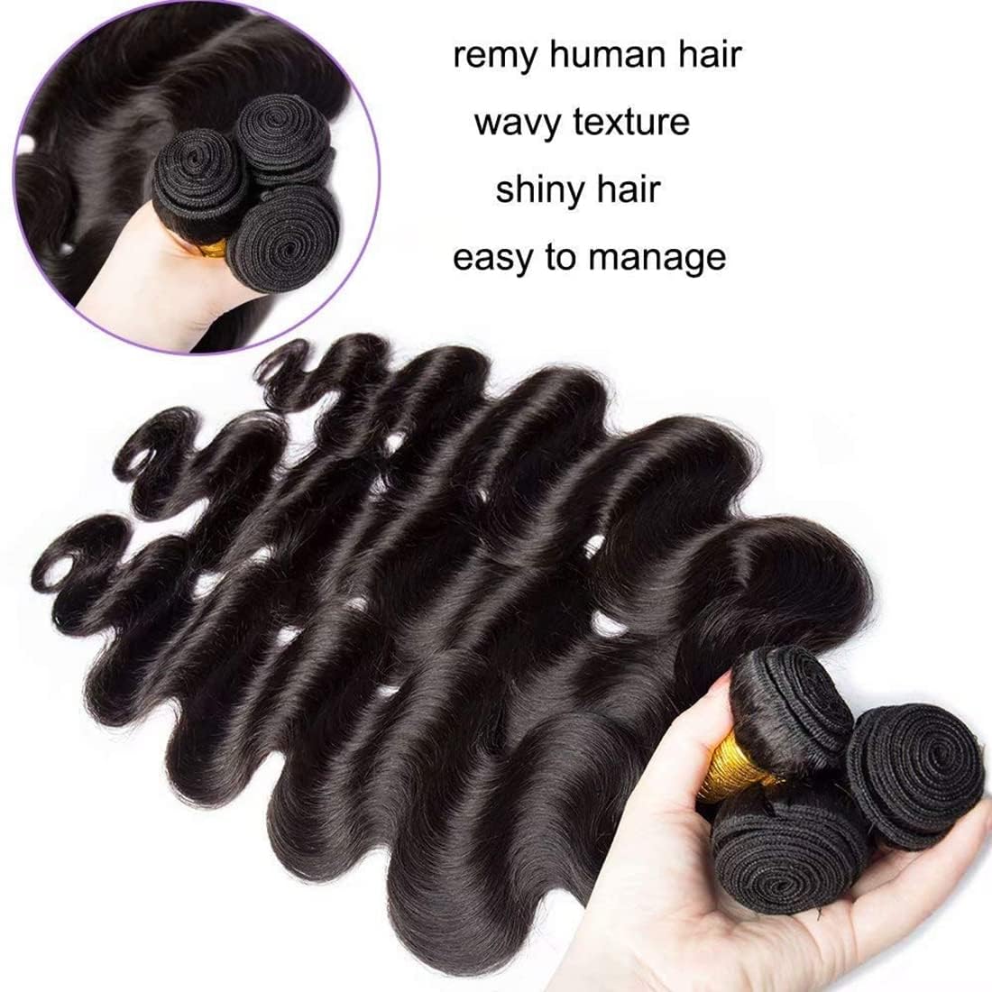 Michanliana Highlight Chocolate Brown 4/30 Human Hair Bundles 10 12 14 Inch Deep Wave Bundles Human Hair 12A Raw Unprocessed Virgin Quick Weave Hair for Black Women Highlight 4/30 Color