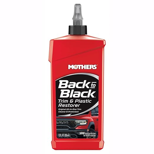 Mothers Back-to-Black Trim & Plastic Restorer, 12 oz. â Removes Oxidation, Dirt & Wax Residue â Restores Faded Trim & Provides Long-Lasting Protection (06112)