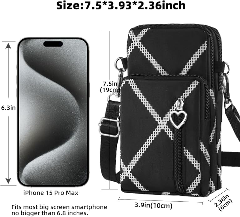 JANKS Small Crossbody Bag for Women - Mini Phone Purses with Crossbody Strap and Wallet - Nylon Arm Bag