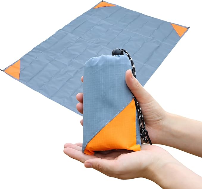 Orga'Neat Pocket Picnic Blanket, Sandproof Lightweight Pocket Camping Tarp, 55â³x 39â³ Foldable & Fits into Small Bag, Water Resistant Washable Quick Dry Compact Beach Mat for Outdoor Recreation