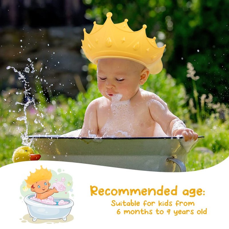 2PCS Baby Shower Cap for Kids, Adjustable Baby Hair Washing Shield Toddler Visor Hat for Eyes and Ears Protection Shampoo Cap for 0-9 Years Old Children