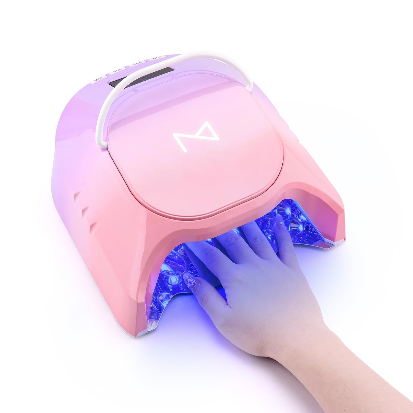 M - GlowPro Professional Hybrid 86W Wireless Rechargeable UV LED Nail Curing Lamp Cordless Nail Dryer for Gel Nails, Manicure, Pedicure (Ombre Purple)