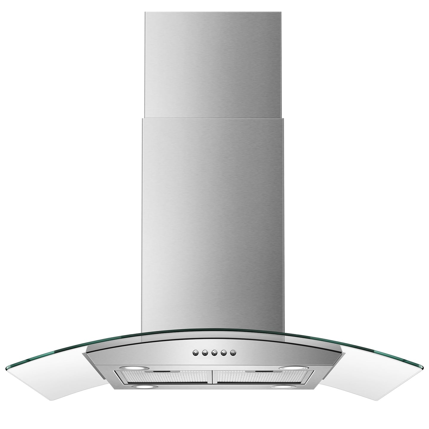 Tieasy 36 inch Island Range Hood 700 CFM Ceiling Mount Hood Stainless Steel Stove Vent Hood with Tempered Glass, Push Button Controls, Mesh Filters