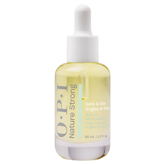 OPI Nature Strong Nails & Skin - Glow Up Nail & Cuticle Oil with Dropper | Lightweight, Nourishing Natural Oil Blend Moisturizes Dry Cuticles | Enriched with Vitamin E | 1.0 Fl Oz | 30 mL