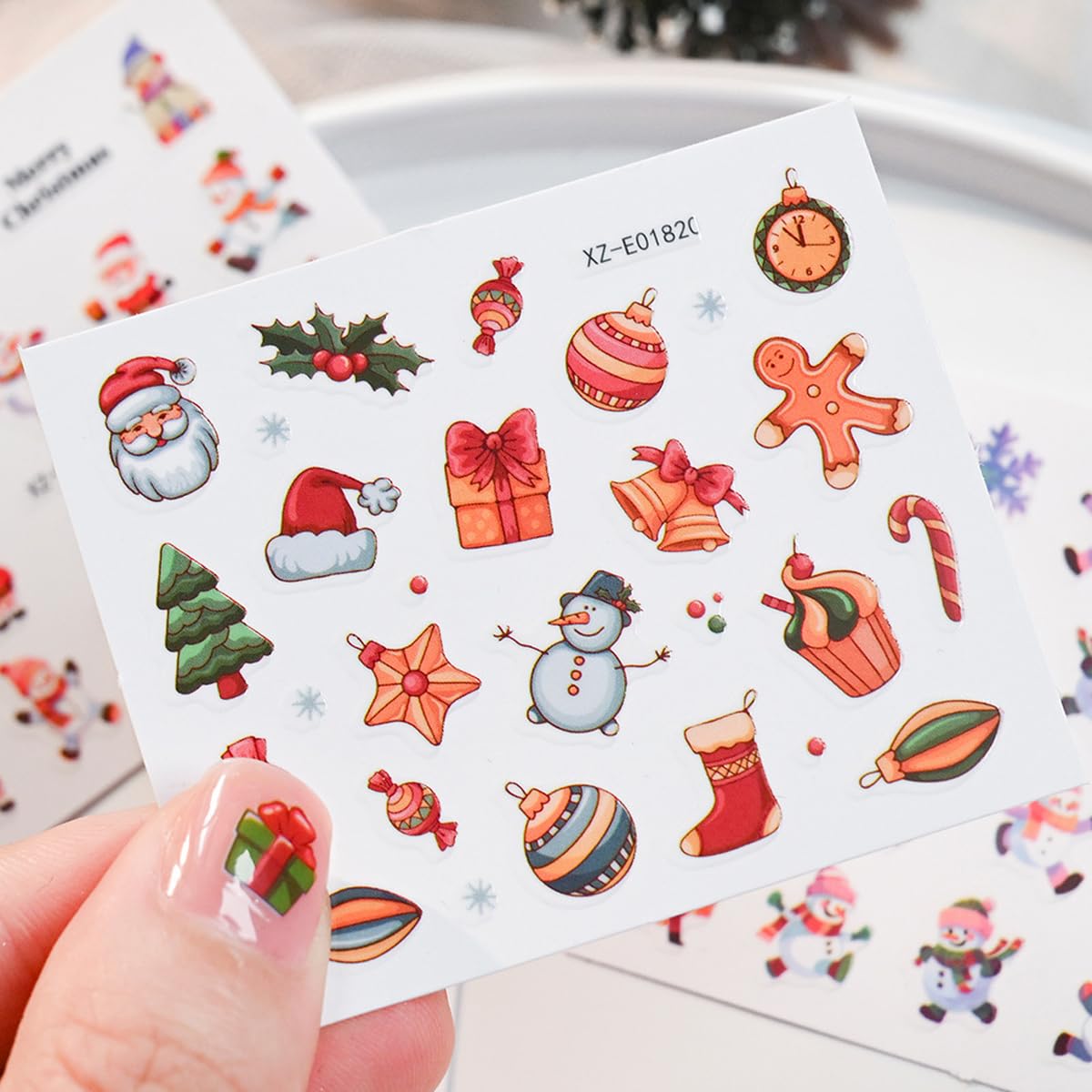 30 Sheets Christmas Nail Stickers Christmas Nail Art Stickers Santa Nail Decals Holly Candy Snowman Self Adhesive Deer Nail Art Supplies for Women Girls DIY Manicure Nail Art Decorations