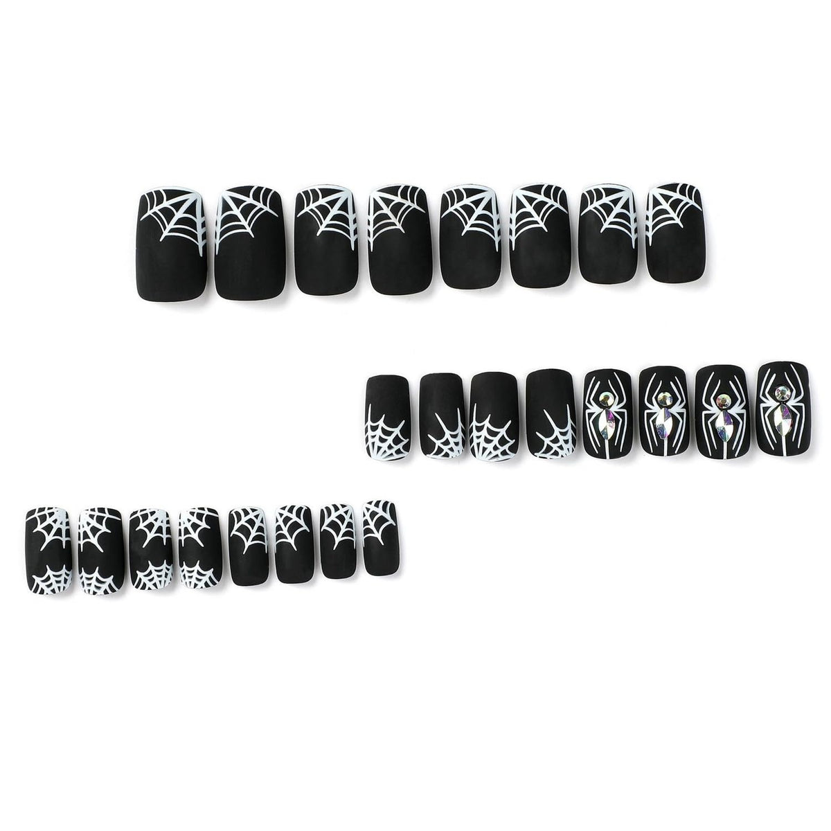 Halloween Press on Nails Short Fake Nails Full Cover Cute False Nails with Skull Designs Acrylic Nails Dark Glossy Stick on Nails for Women Girls Party DIY Manicure or Nails 24pcs