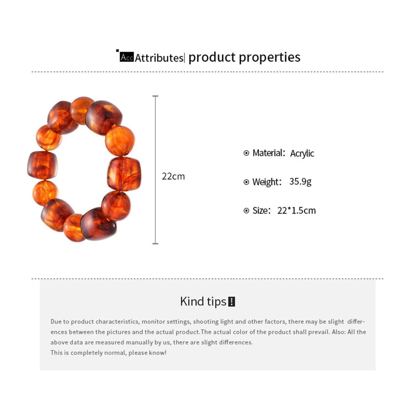 Irregular Resin Chunky Beaded Bracelet for Women Boho Colorful Acrylic Beads Stretch Bracelet Bangle Statement Jewelry Summer Beach Charm Bracelets Fashion Trendy Stone Beads Cuff Bracelets (Brown)