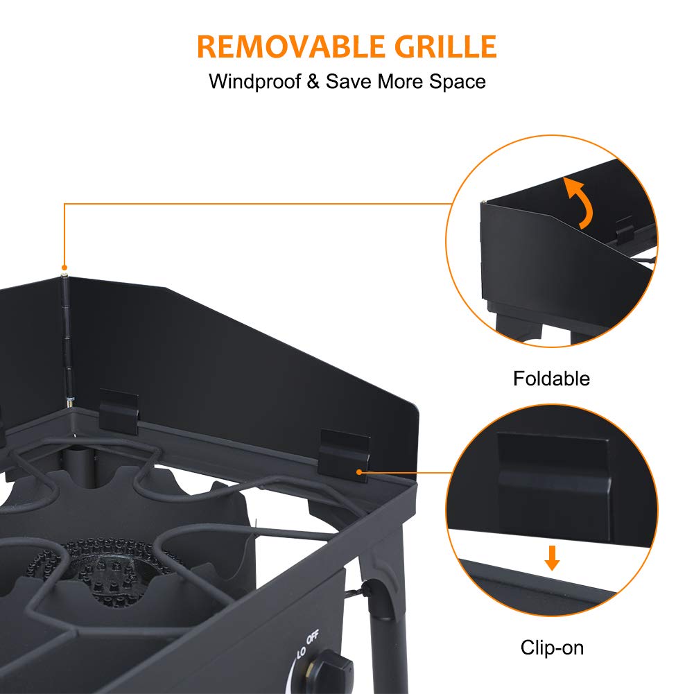 Camplux Camping Stove 2 Burners, Propane Burner 260,000 BTU, Heavy Duty Gas Stoves for Outdoor Cooking