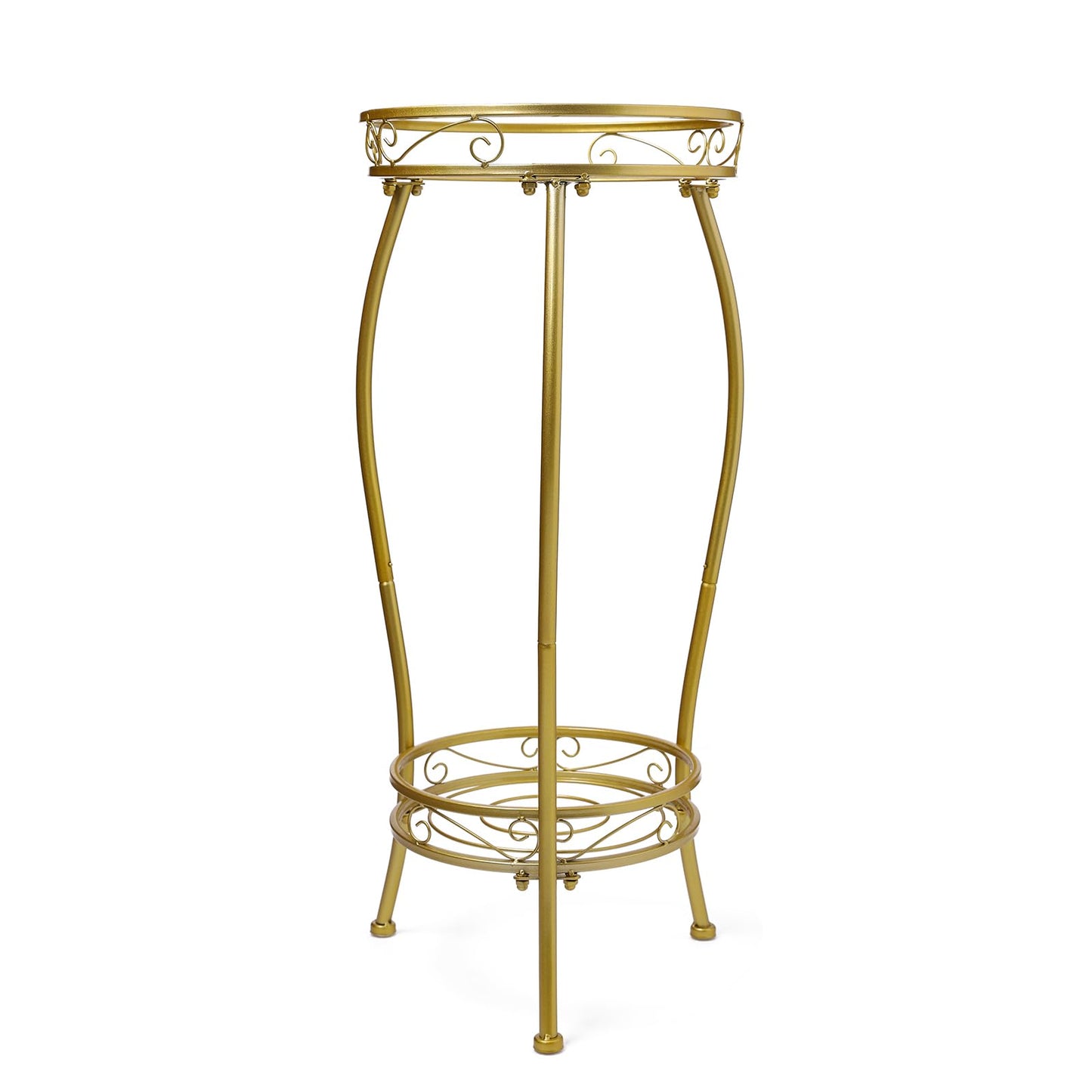Kavlium Plant Stand Indoor Outdoorï¼Tall Gold Metal Rustproof Stable Plant Standsï¼2 Tier 27.1 inch Multiple Plant Rack Holder Rack Flower Pot Stand Heavy Duty Plant Shelf (Gold)