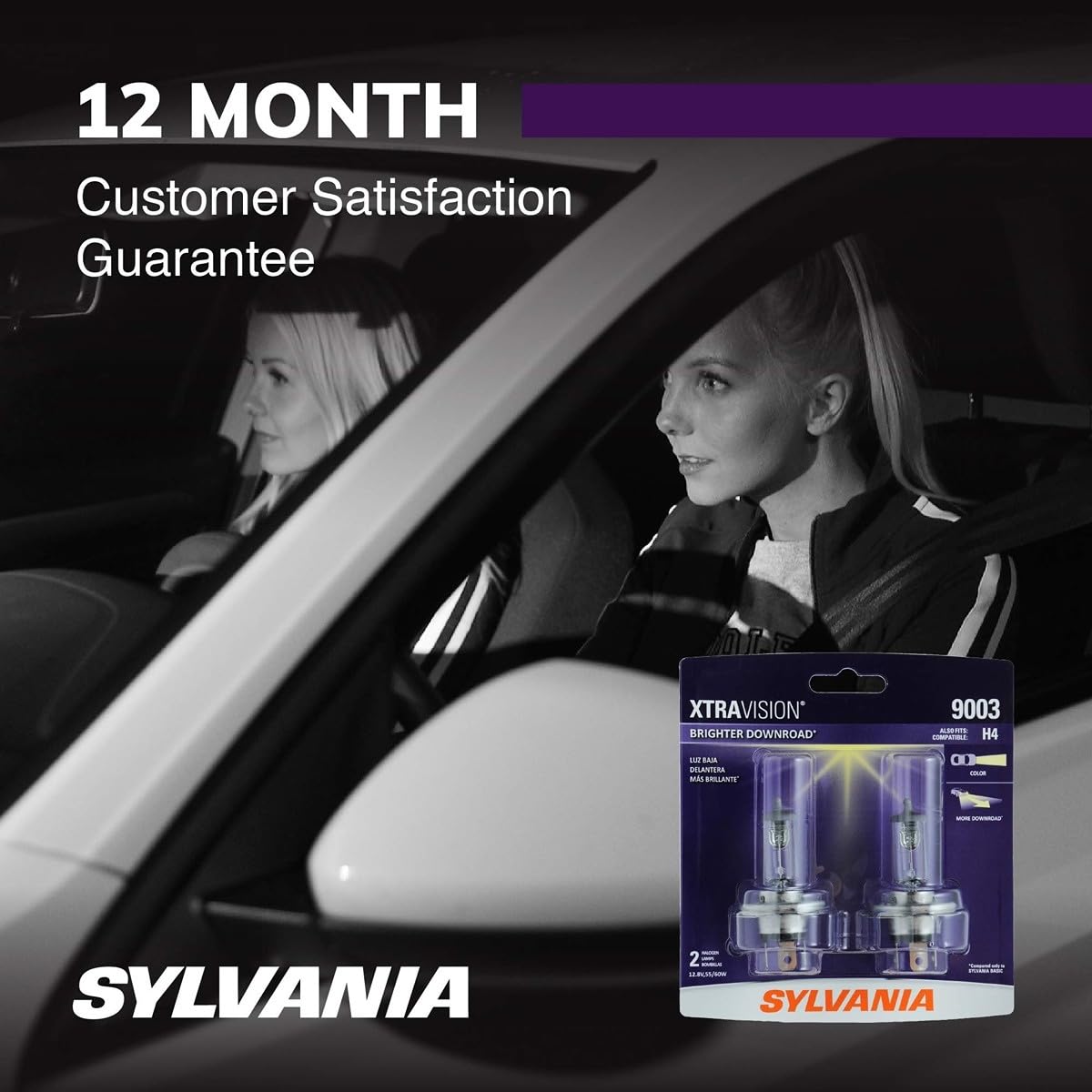 SYLVANIA - 9003 XtraVision - High Performance Halogen Headlight Bulb, High Beam, Low Beam and Fog Replacement Bulb (Contains 2 Bulbs)