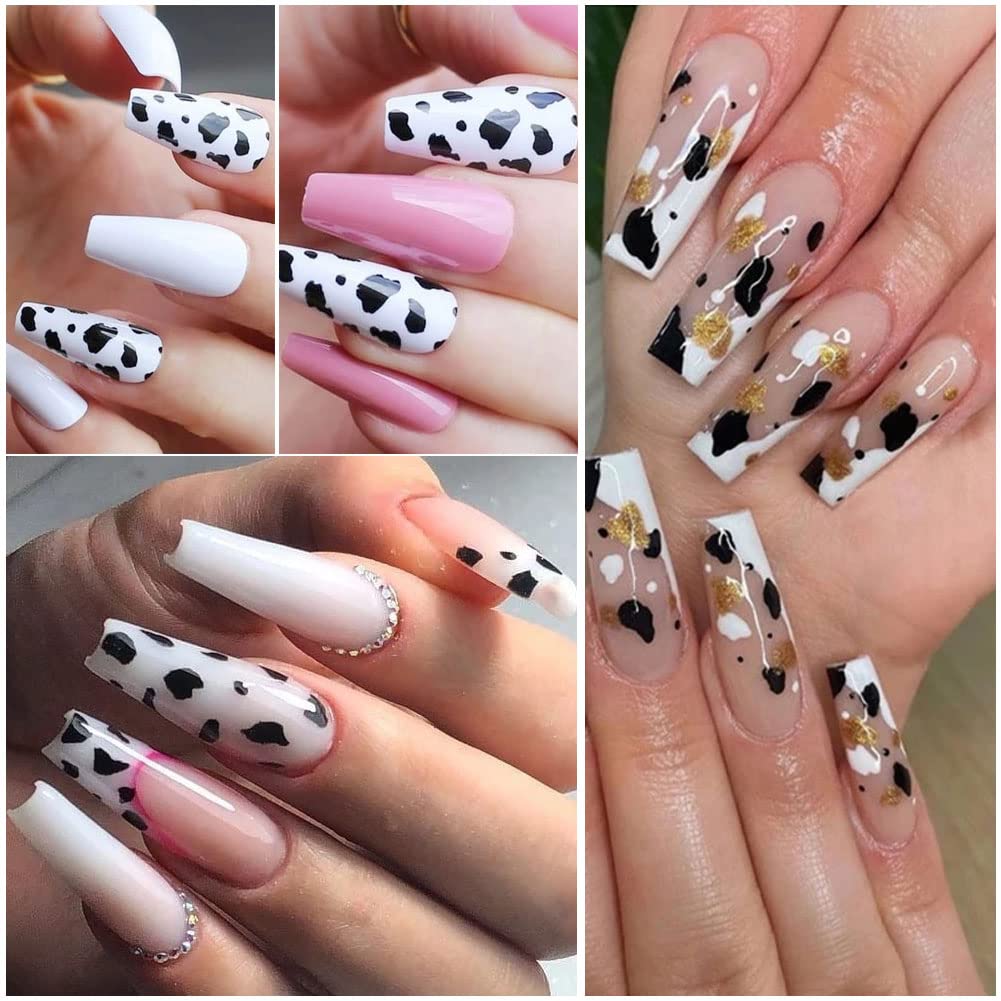 7 Sheets Gold Nail Art Stickers,Graffiti Nail Decals 3D Self-adhesive Nail Art Supplies Metal Laser Cow Graffiti Gold Silver Black Nail Art Design Manicure Tips DIY Nail Decoration,for Women Girl Kids