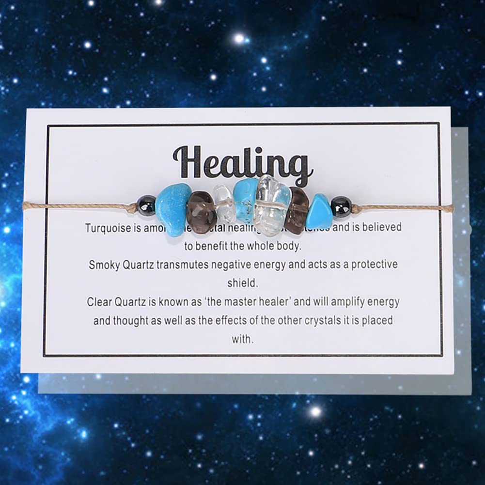 Crystal Bracelet for Women Men Spiritual Crystals and Healing Stones Bracelets Natural Healing Crystal Beads Bracelet Amethyst Gem Bracelet for Anxiety Relief Healing Crystals Jewelry (Healing)