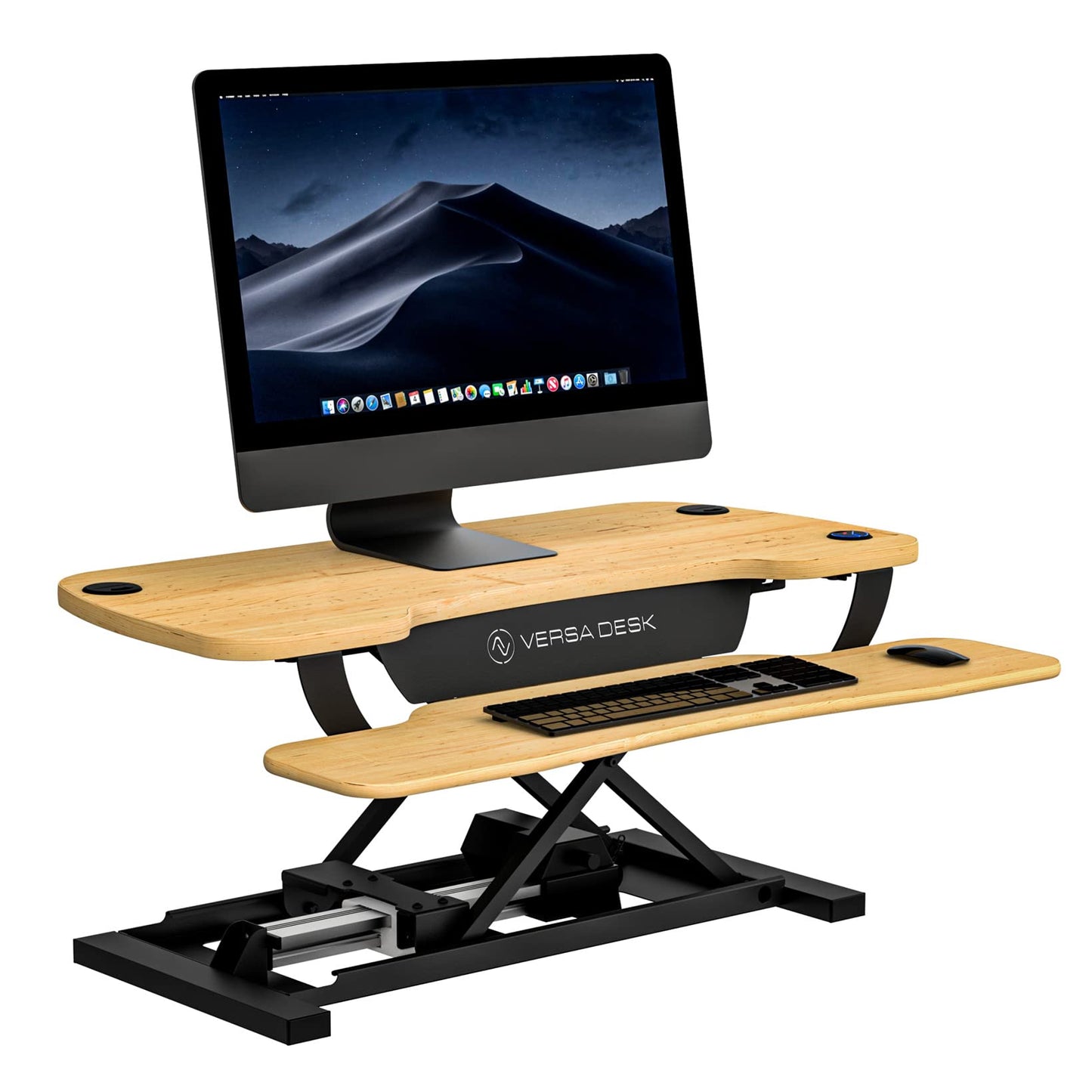 VERSADESK® PowerPro™ 36” x 24” Standing Desk Converter | 36 Inch Electric Height Adjustable Sit to Stand Desk Riser w/Keyboard Tray & USB Hub - Ergonomic Workstation for Home & Office, Maple