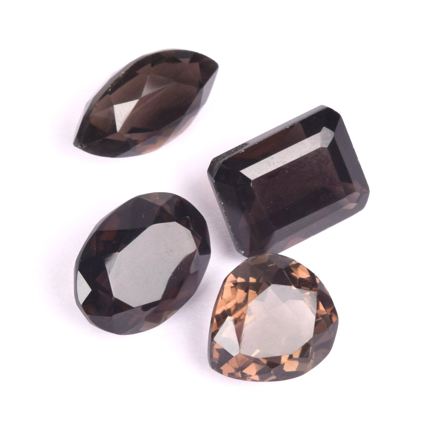 GEMHUB Faceted Brazilian Smoky Topaz 200 Ct Pendant Size Mix Cut Set of 4 Pcs Loose Gemstones Beads