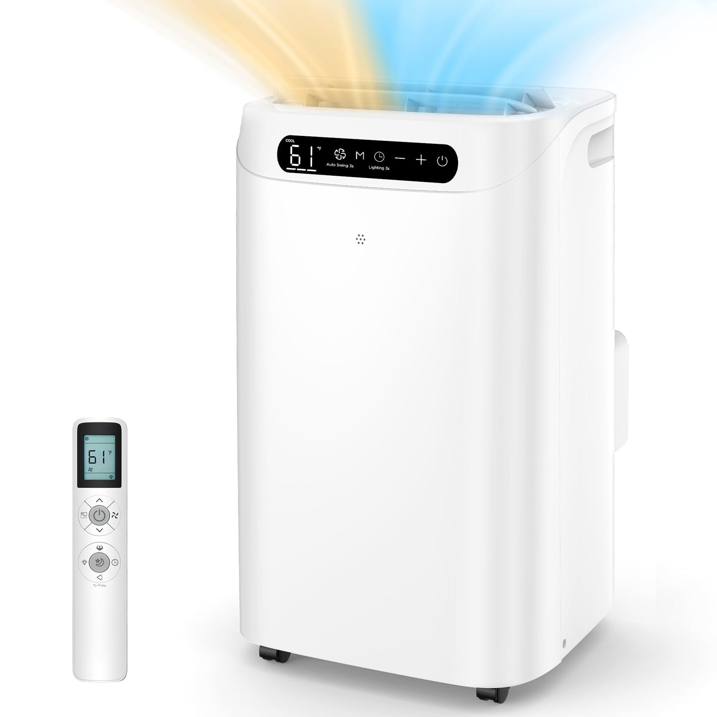 Humhold 14000 BTU Portable Air Conditioners with Heater, Remote Control, 4-in-1 Free Stand Smart Cooling AC Unit with Heating, Dehumidifier, Fan Mode for 550 to 700 sq.ft Room,Auto Swing,Timer,White