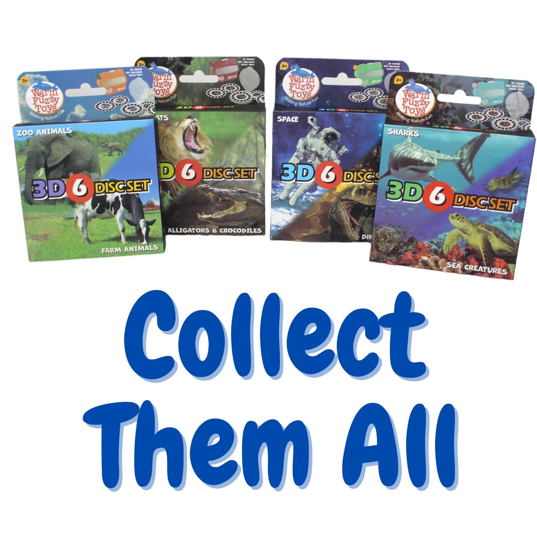 WARM FUZZY Toys Space & Dinosaur Viewfinder Reels - Kids & Adults, Classic 3D Reel, Retro Toys, 6 Slide with 42 HD 3D Images
